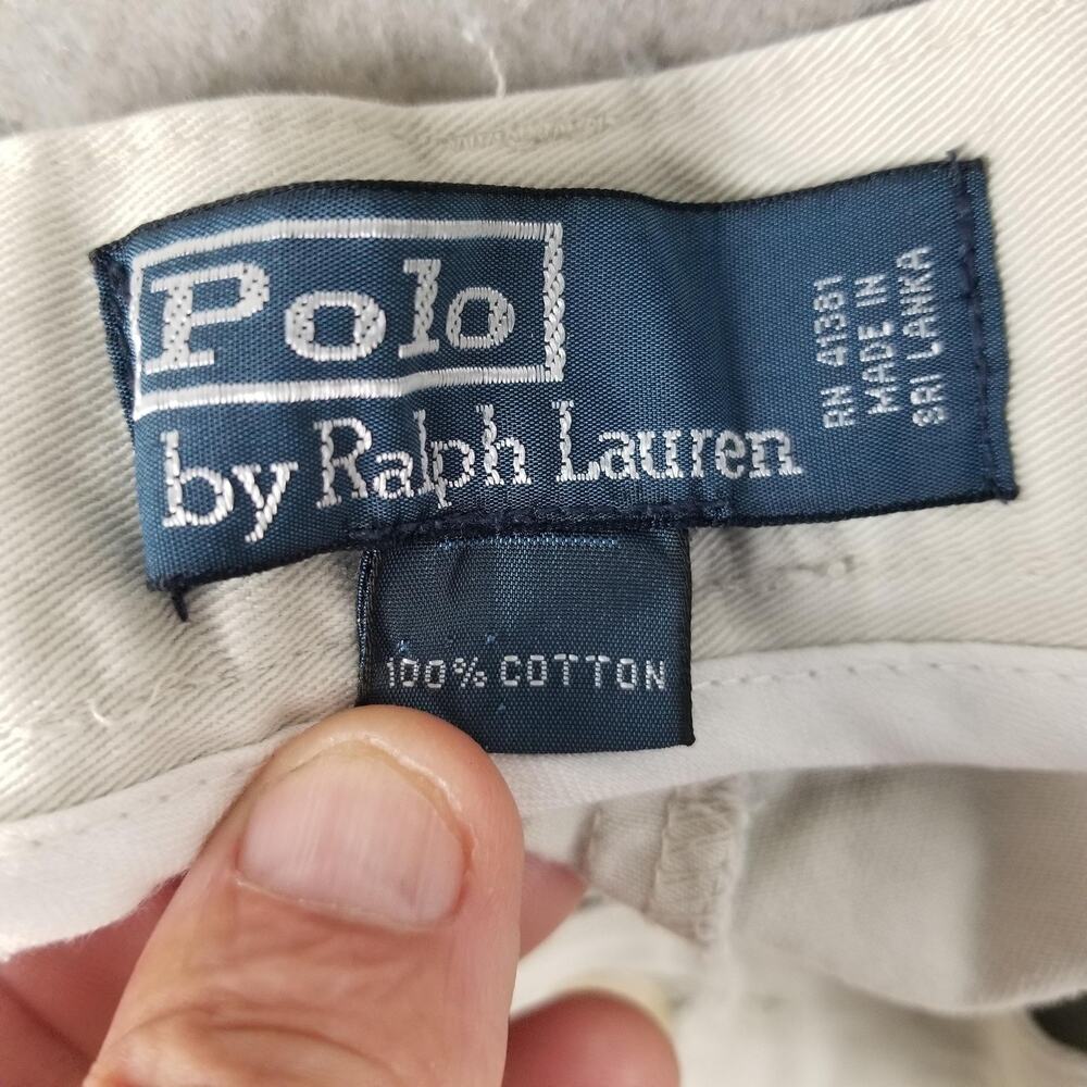Polo Ralph Lauren Shorts Mens 42 Khaki Pleated Chino Classic Fit Pony Logo - Picture 13 of 16